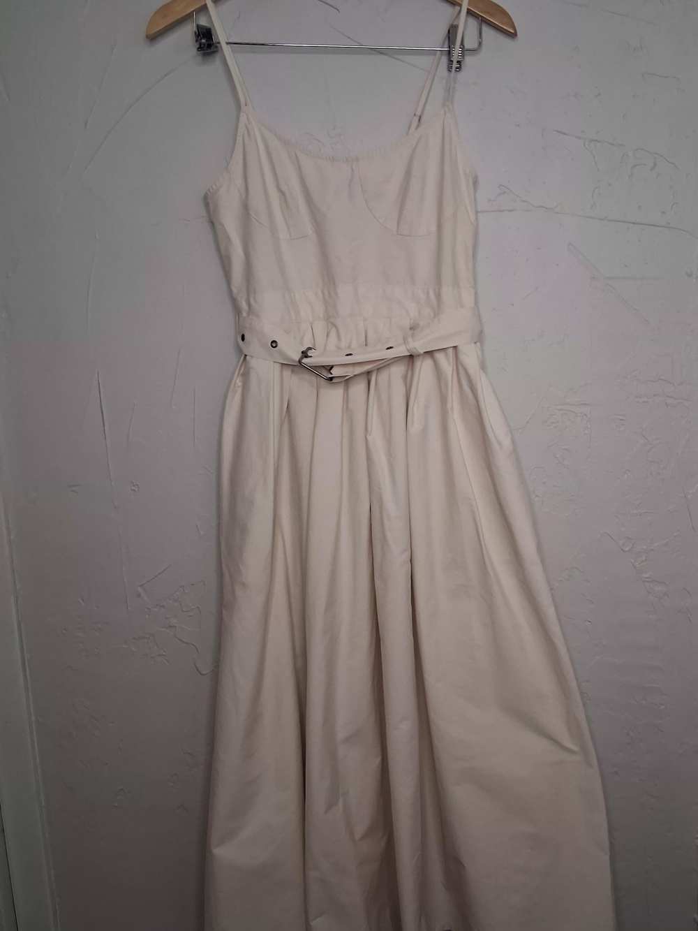 Future Collective Reese Blutstein Cream Belted Midi Dress Size 4 Cottagecore - Picture 2 of 9